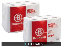Pak 48 rollen toiletpapier dubbele dikte Bruneau + 1 gratis pak